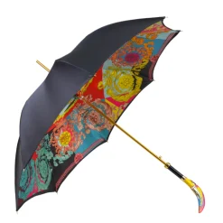 Artisan Italian Umbrella with Luxurious Hand-Enameled Toucan Handle