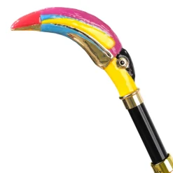 Artisan Italian Umbrella with Luxurious Hand-Enameled Toucan Handle