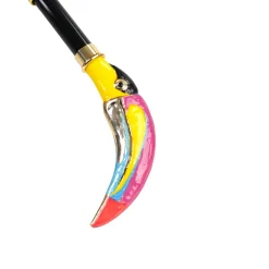 Artisan Italian Umbrella with Luxurious Hand-Enameled Toucan Handle