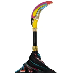 Artisan Italian Umbrella with Luxurious Hand-Enameled Toucan Handle