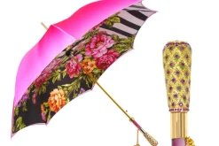Artisan Pink Floral Umbrella with Crystal Handle & Exquisite Hand-Pain