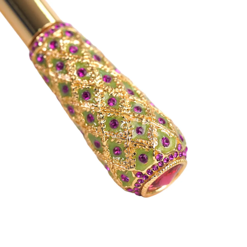 Artisan Pink Floral Umbrella with Crystal Handle & Exquisite Hand-Pain