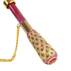 Artisan Pink Floral Umbrella with Crystal Handle & Exquisite Hand-Pain