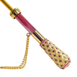 Artisan Pink Floral Umbrella with Crystal Handle & Exquisite Hand-Pain