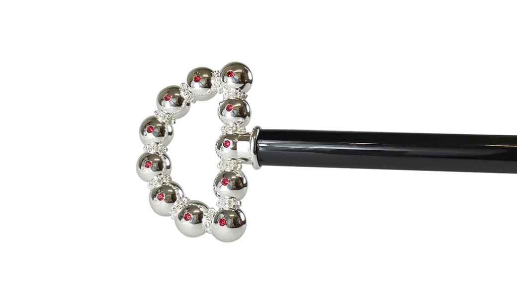Bastone brillante con sfere e cristalli - placcato Argento925