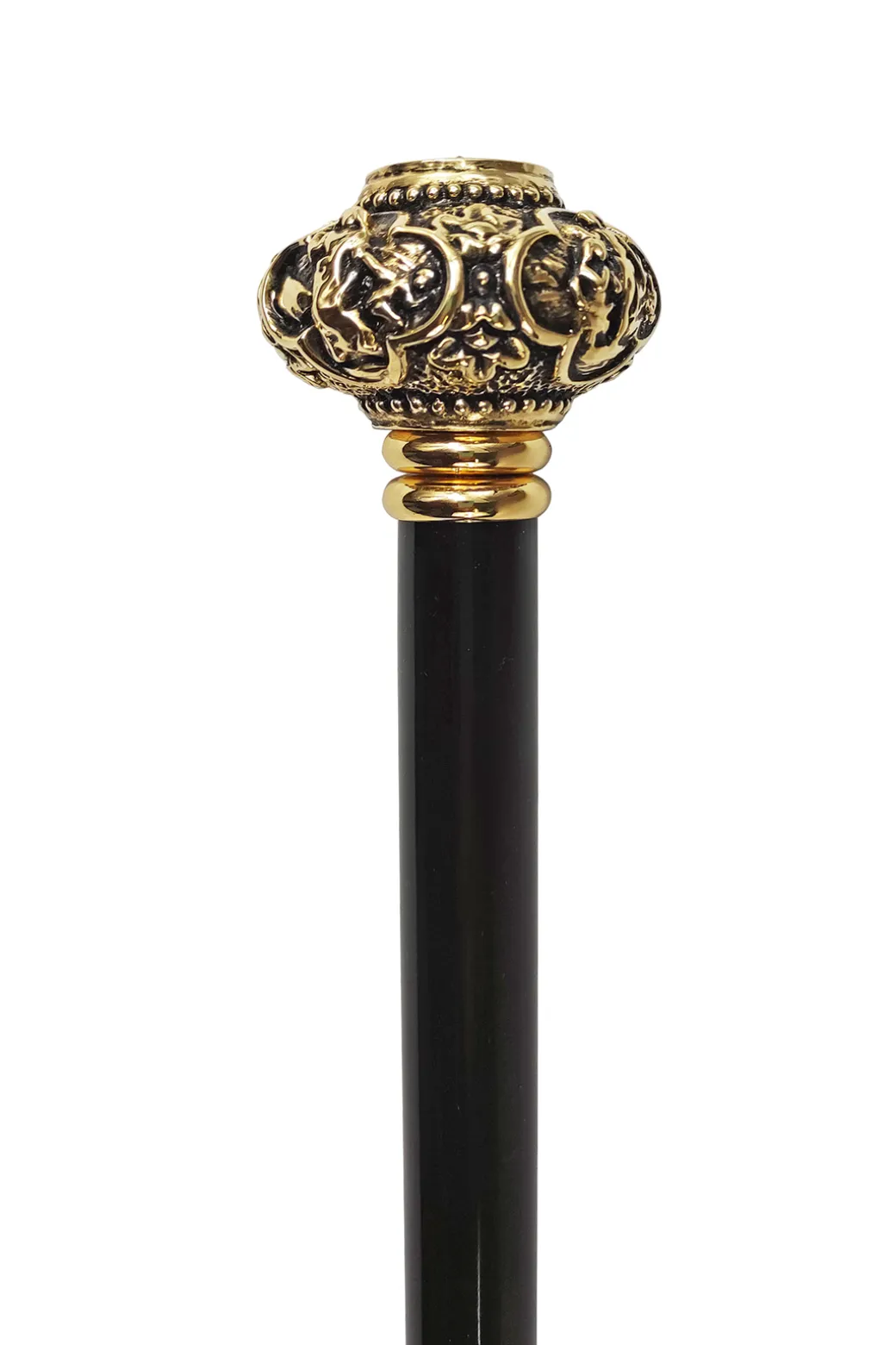 Bastone con figure religiose e cristallo Rosso