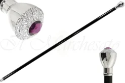 Bastone da cerimonia elegante con pomolo abbellito con cristalli e ame
