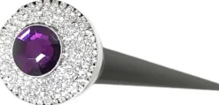 Bastone da cerimonia elegante con pomolo abbellito con cristalli e ame