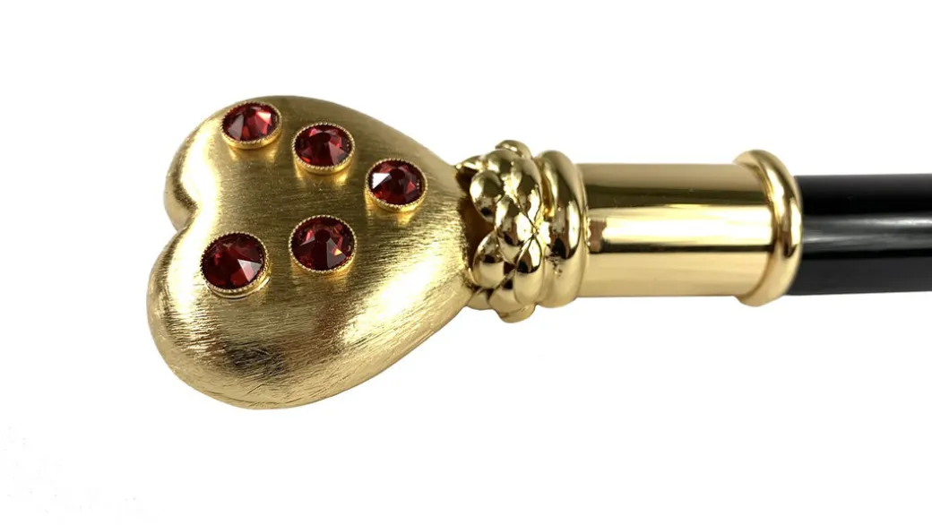 Bastone da collezione con cuore dorato 24K