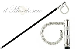 Bastone da passeggio di bellezza con cristalli - placcato Argento 925