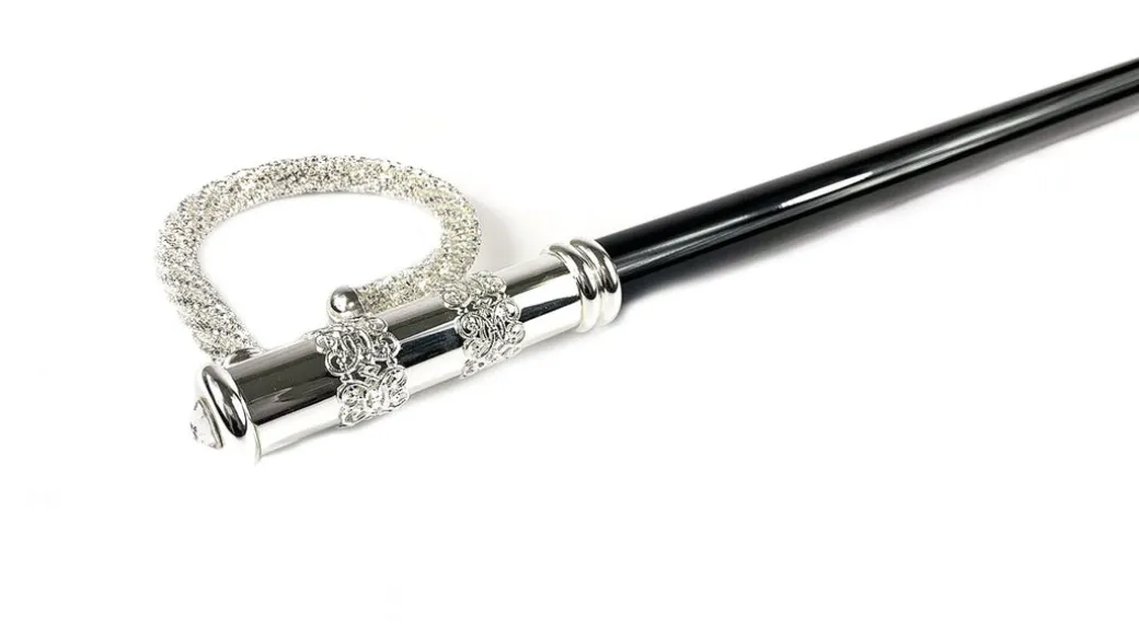 Bastone da passeggio di bellezza con cristalli - placcato Argento 925