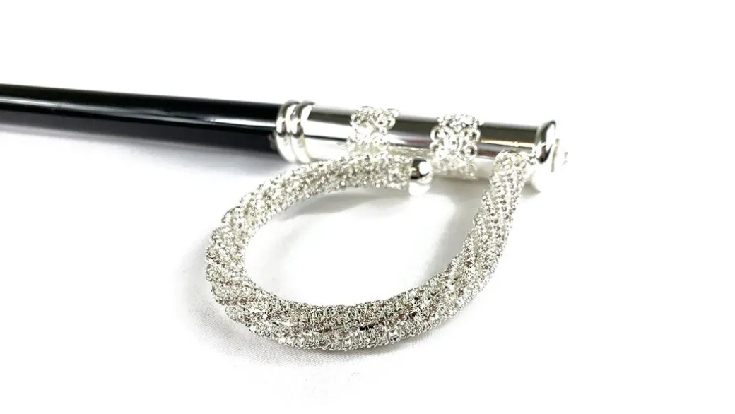 Bastone da passeggio di bellezza con cristalli - placcato Argento 925