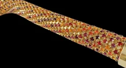 Bastone da passeggio incrostato con cristalli multicolori rossi e aran