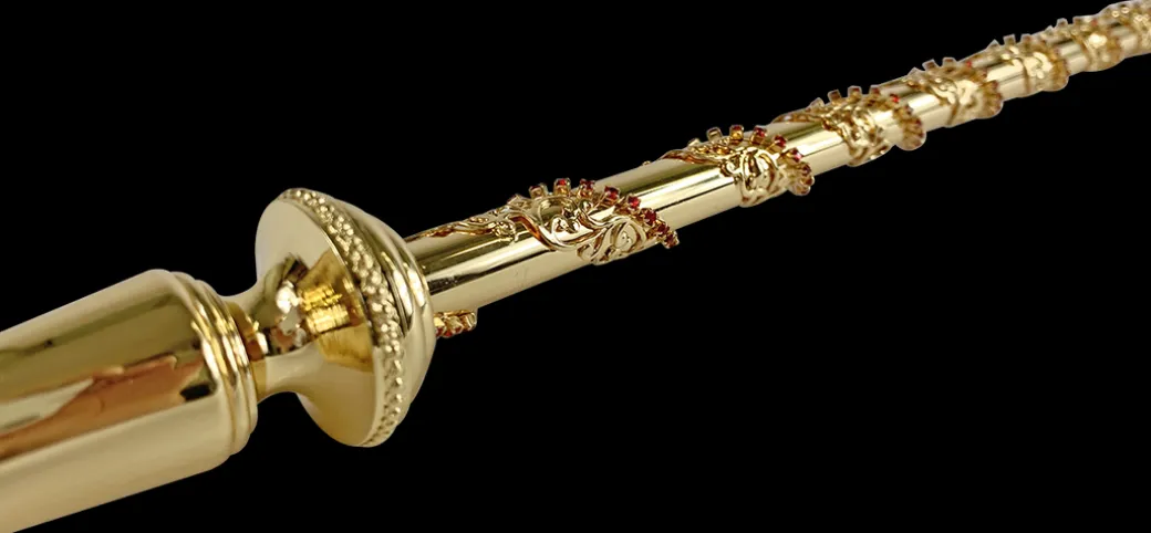Bastone da passeggio 24k placcato oro di lusso con cristalli Siam
