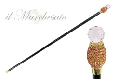 Bastone da passeggio Milord con sfera di cristallo rosa