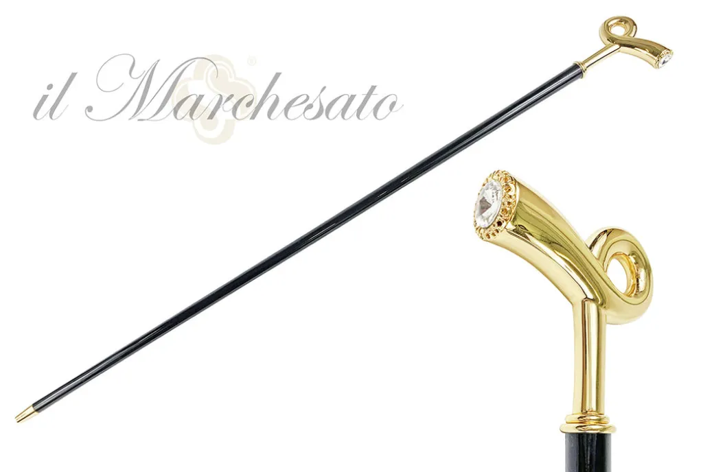 Bastone da passeggio per uomo - robusta maniglia in ottone 24k placcat