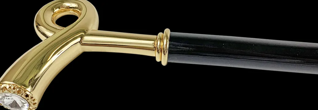Bastone da passeggio per uomo - robusta maniglia in ottone 24k placcat