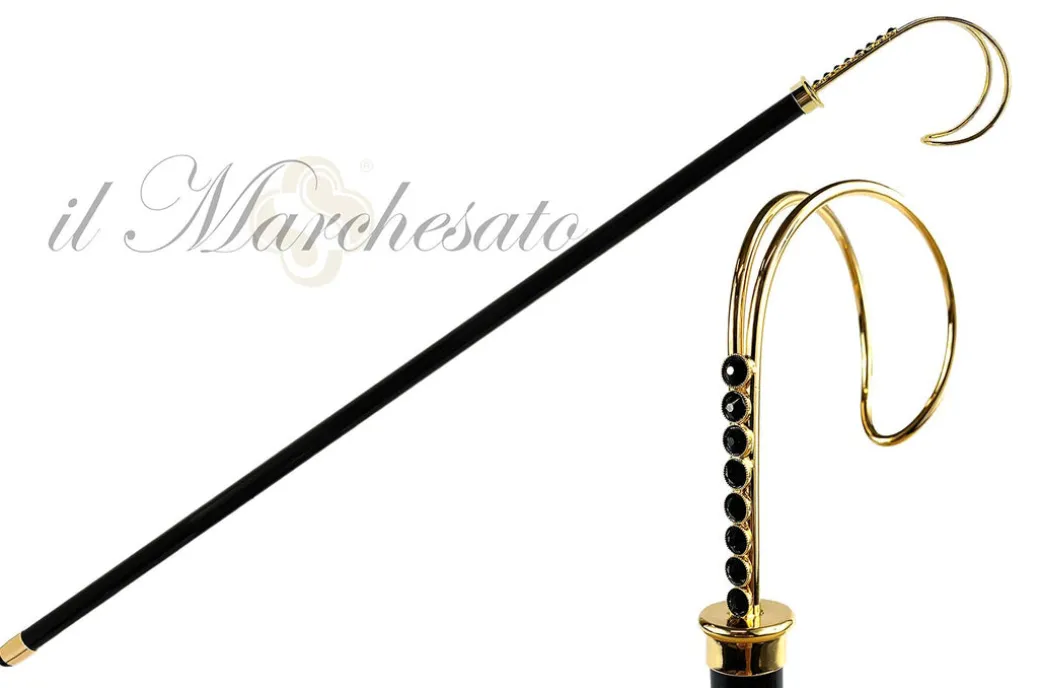 Bastone da passeggio pregiato - Cristalli Swarovski neri