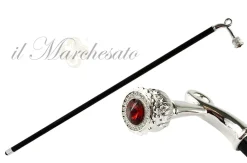 Bastone da passeggio robusto con cristallo Swarovski rosso
