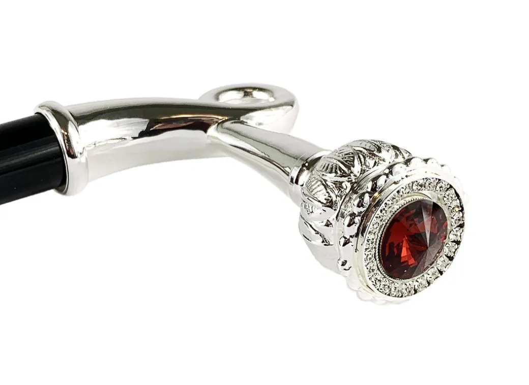 Bastone da passeggio robusto con cristallo Swarovski rosso