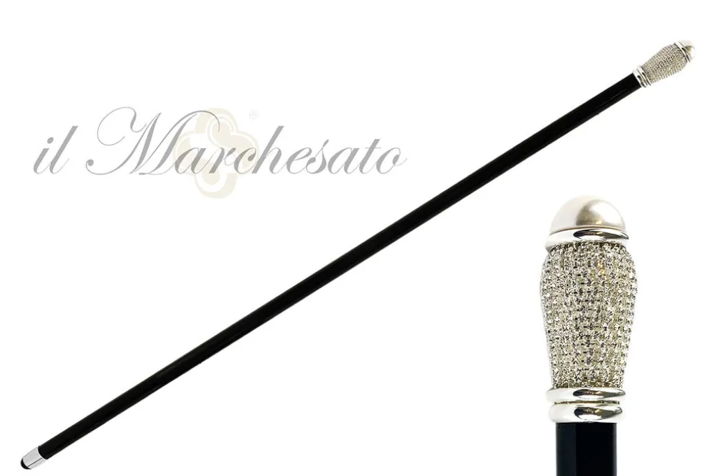 Bastone da sera con cristalli e perla