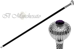 Bastone di lusso con "Fiore" placcato argento con cristalli