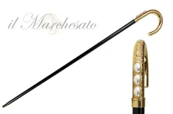Bastone placcato oro 24K con perle