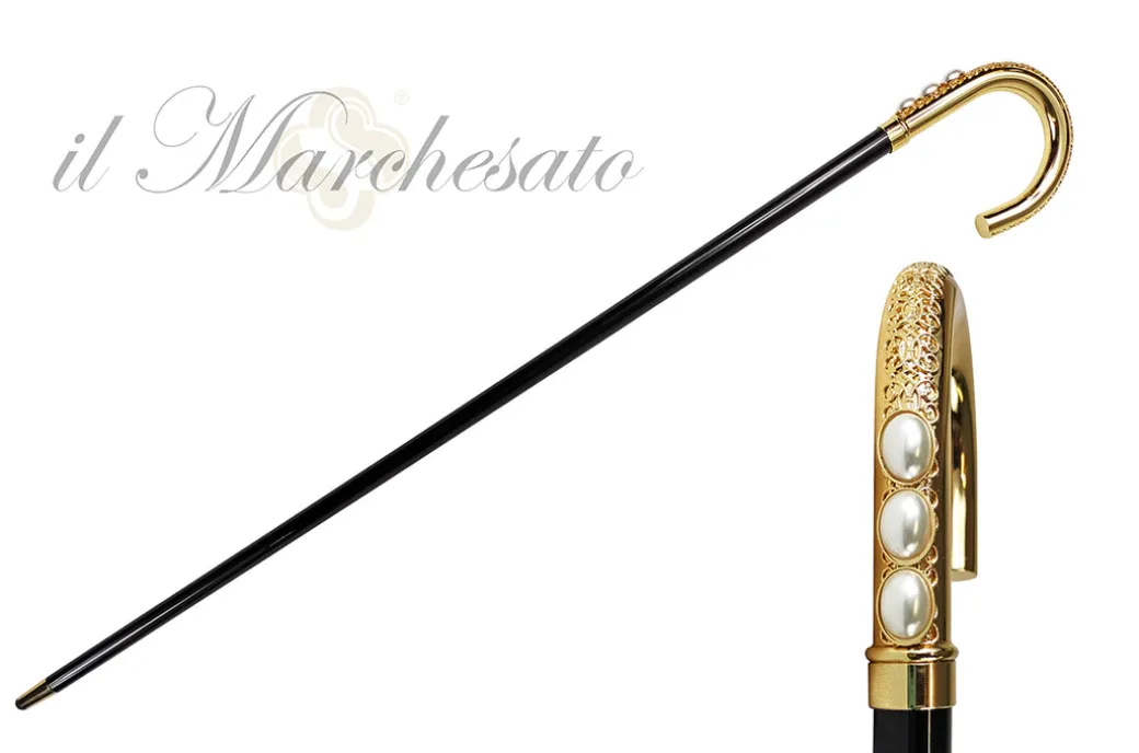 Bastone placcato oro 24K con perle