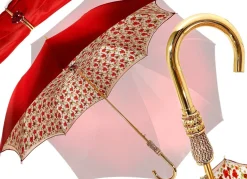 Bella ombrello da donna rossa con stampato Pavone Design Hight qualità di lusso ombrello