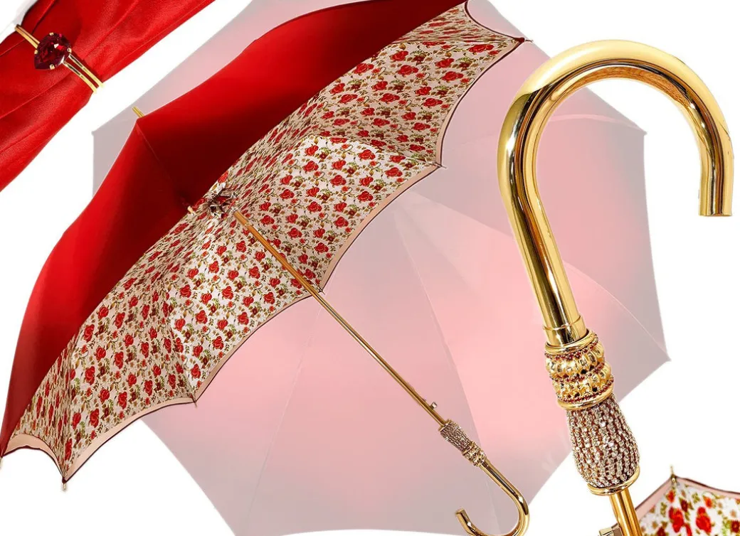 Bella ombrello da donna rossa con stampato Pavone Design Hight qualità di lusso ombrello