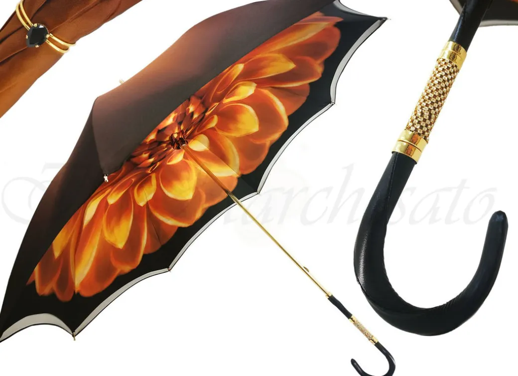 Bellissimo Doppio Baldacchino Ombrello in un Lussuoso di Color Marrone in Raso di Moda Ombrello