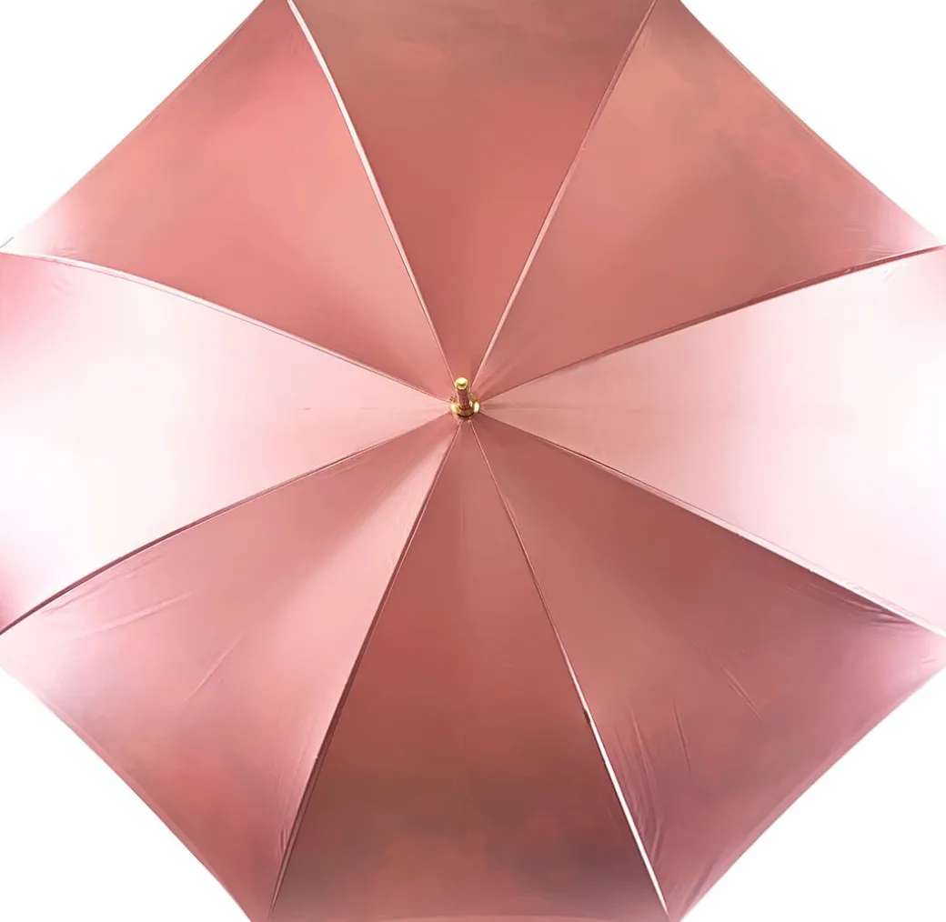 Bellissimo ombrello a doppio tessuto in un lussuoso raso rosa