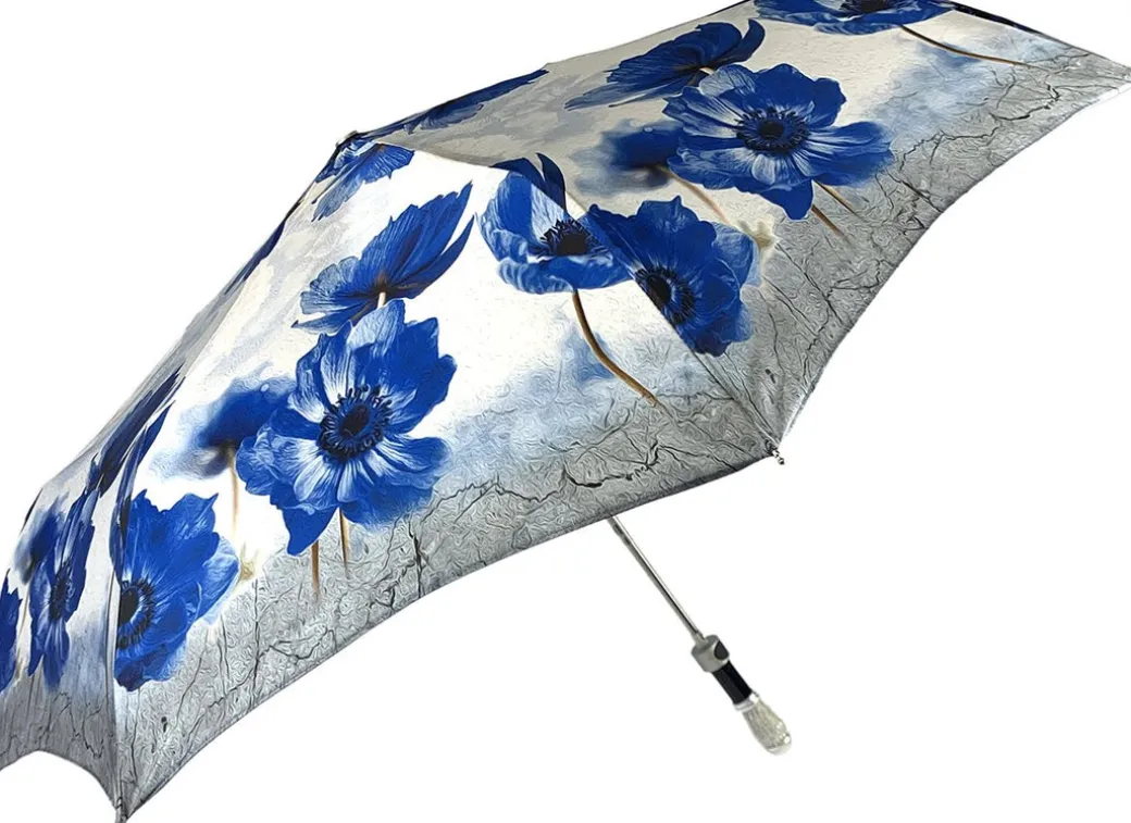 Bellissimo ombrello pieghevole con papaveri blu