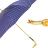 Blue & Bordeaux Striped Gold Snake Umbrella