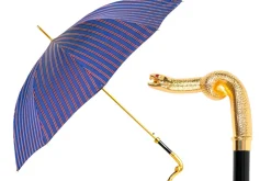 Blue & Bordeaux Striped Gold Snake Umbrella