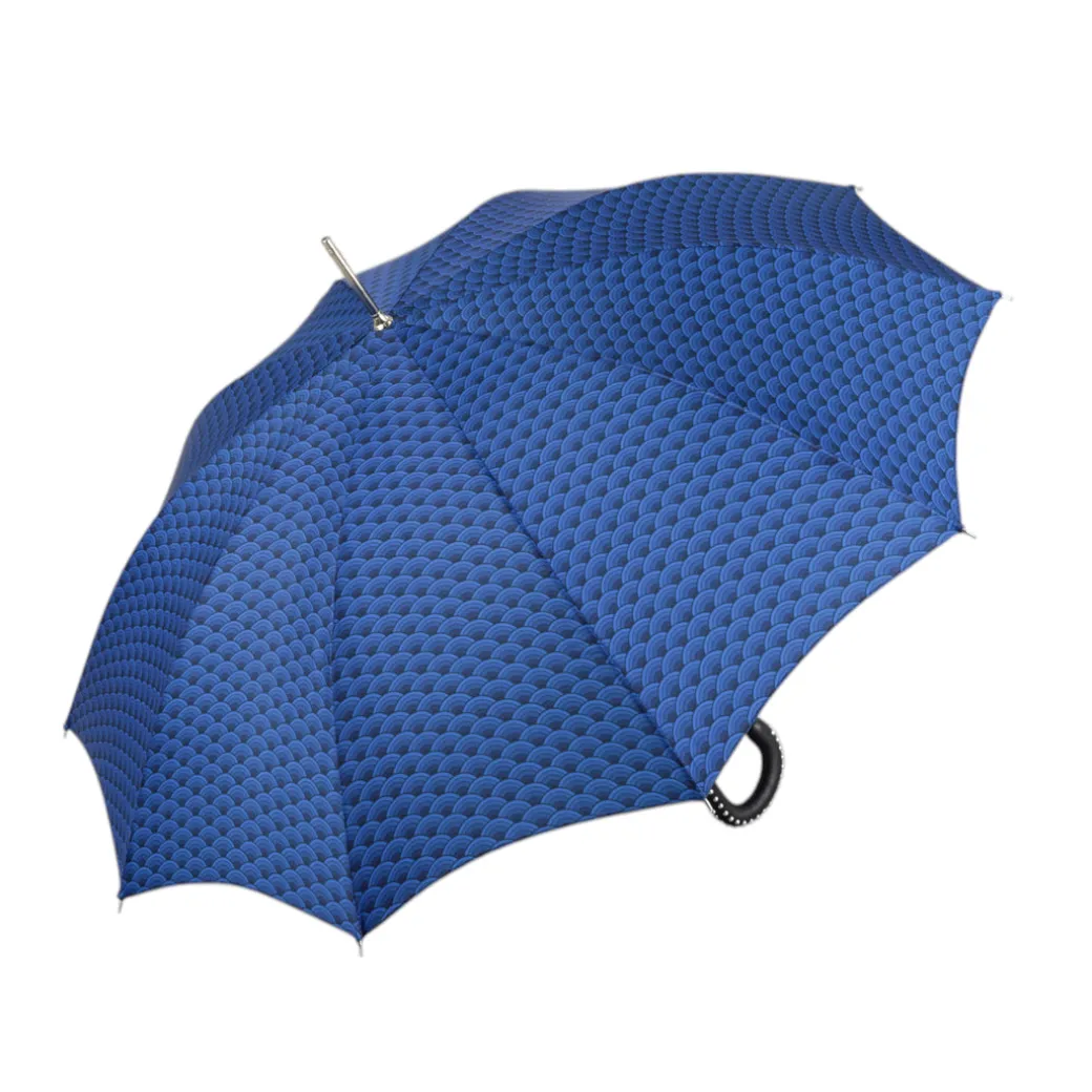 Blue Umbrella with Textured Scales and Rock-Style Studded Handle