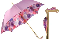 Blushing Elegance: Pink Umbrella with Delicate Floral Accents