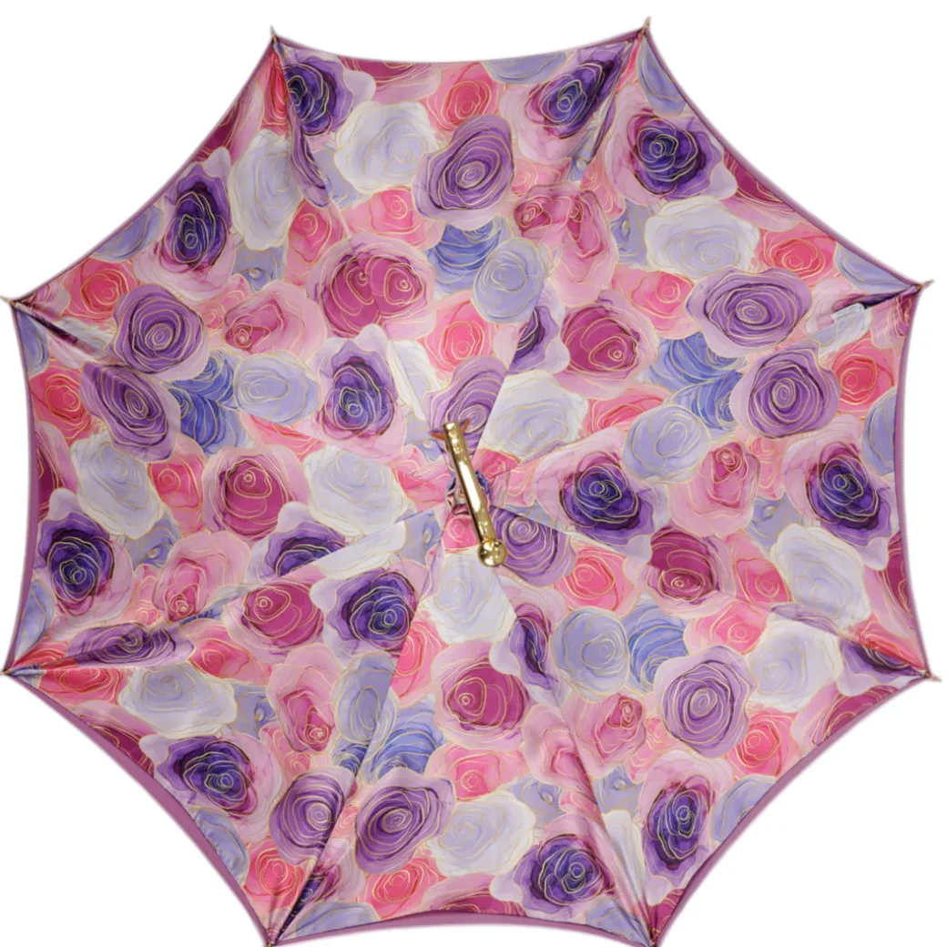 Blushing Elegance: Pink Umbrella with Delicate Floral Accents