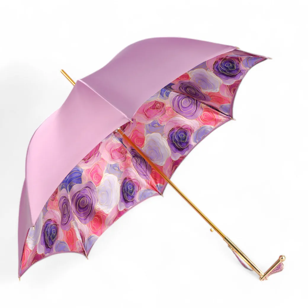 Blushing Elegance: Pink Umbrella with Delicate Floral Accents