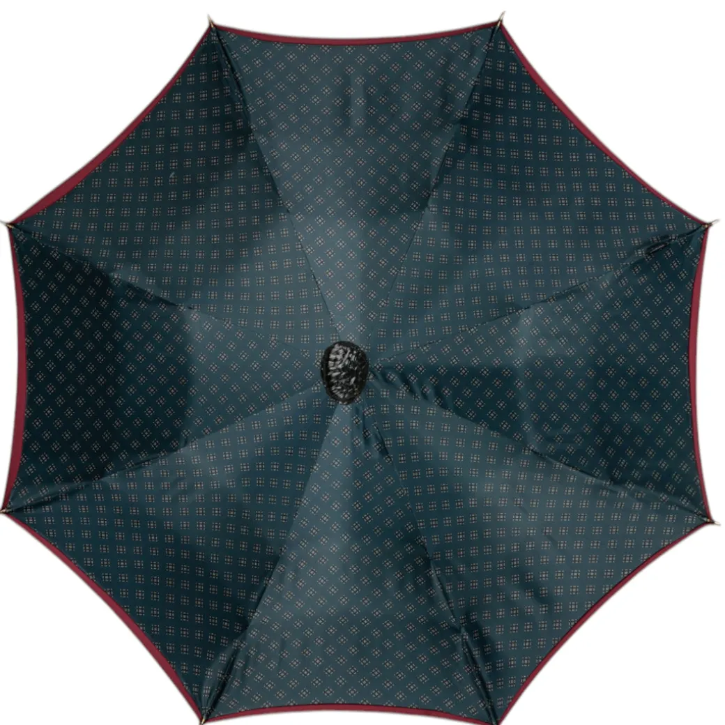 Bold Burgundy Umbrella with Artisan Skull Handle for a Unique Style
