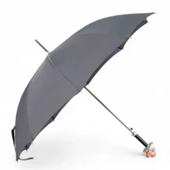 Carnival of Shadows: Grey Umbrella with Intricate Clown Handle