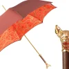 Chic Companion: Red Umbrella with Gold Chihuahua Handle