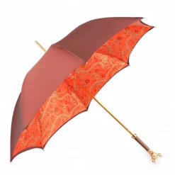 Chic Companion: Red Umbrella with Gold Chihuahua Handle