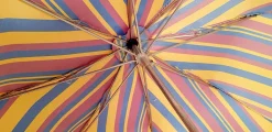 Crafted Multi - Color Striped Folding Umbrella Bamboo Handle