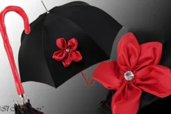 Creazione con fiore rosso e Swarovski