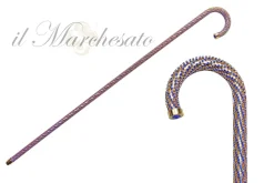 Crook Walking Cane Encrust di cristalli di zaffiro