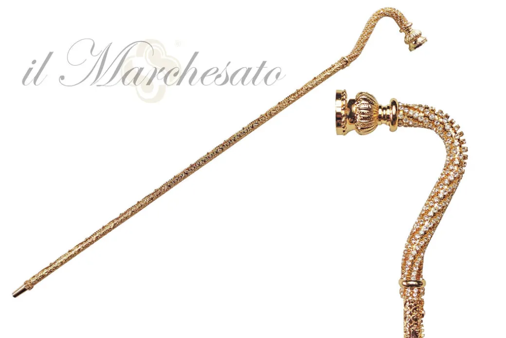 Crook Walking Cane Encrust di cristalli bianchi