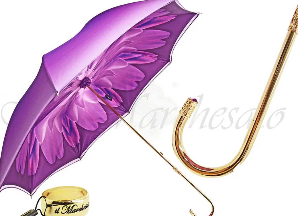 Dahlia Purple Double Canopy - Ombrello da donna di lusso ilMarchesato stilista italiano
