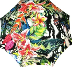 Disgno dipinto a fiori - Manico in pelle nera