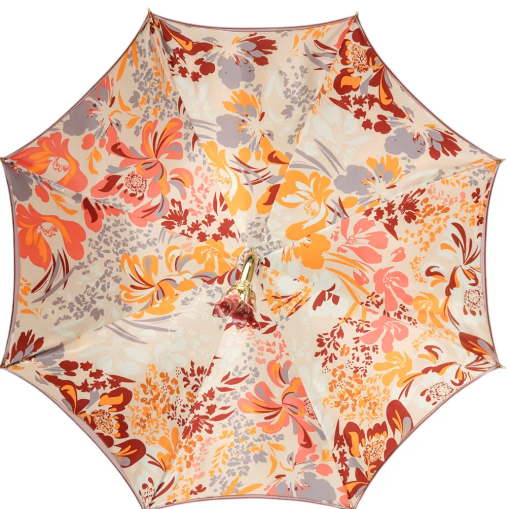 Elegant Floral Umbrella with Exquisite Red Flower Handle